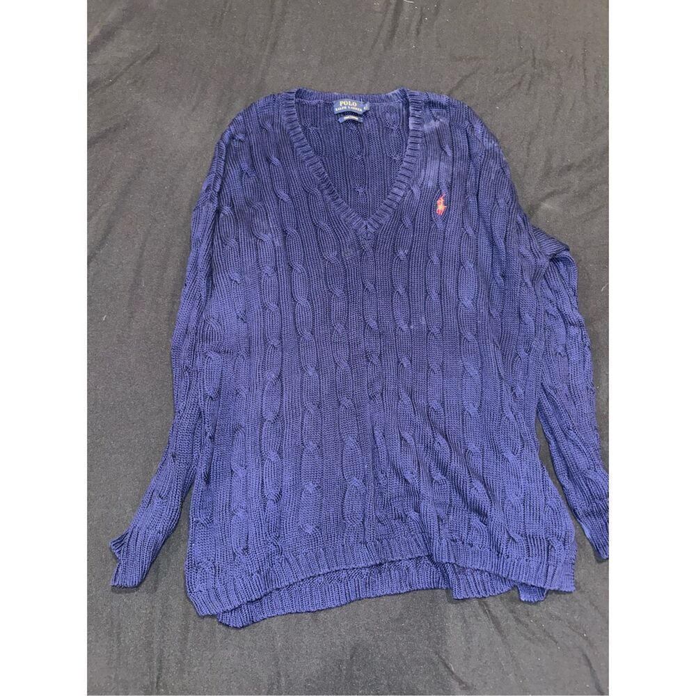 Polo Ralph Lauren size S women’s navy sweater cardigan with red stitching